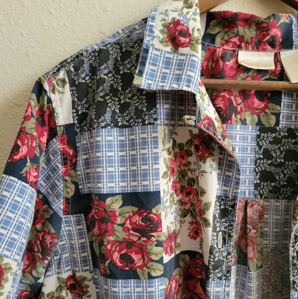 Vintage Rose Patchwork Button Up - image 2